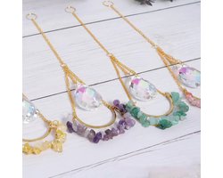Suncatcher Gemstone Amethist Stone - Druppel - Kristal Zonnevanger - Raamdecoratie - Amethist - Edelsteen - Spiritueel - Boho - Bohemian