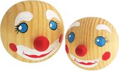 Houten kralen met Clown gezichtjes 2 stuks 35 en 45 mm met boorgat
