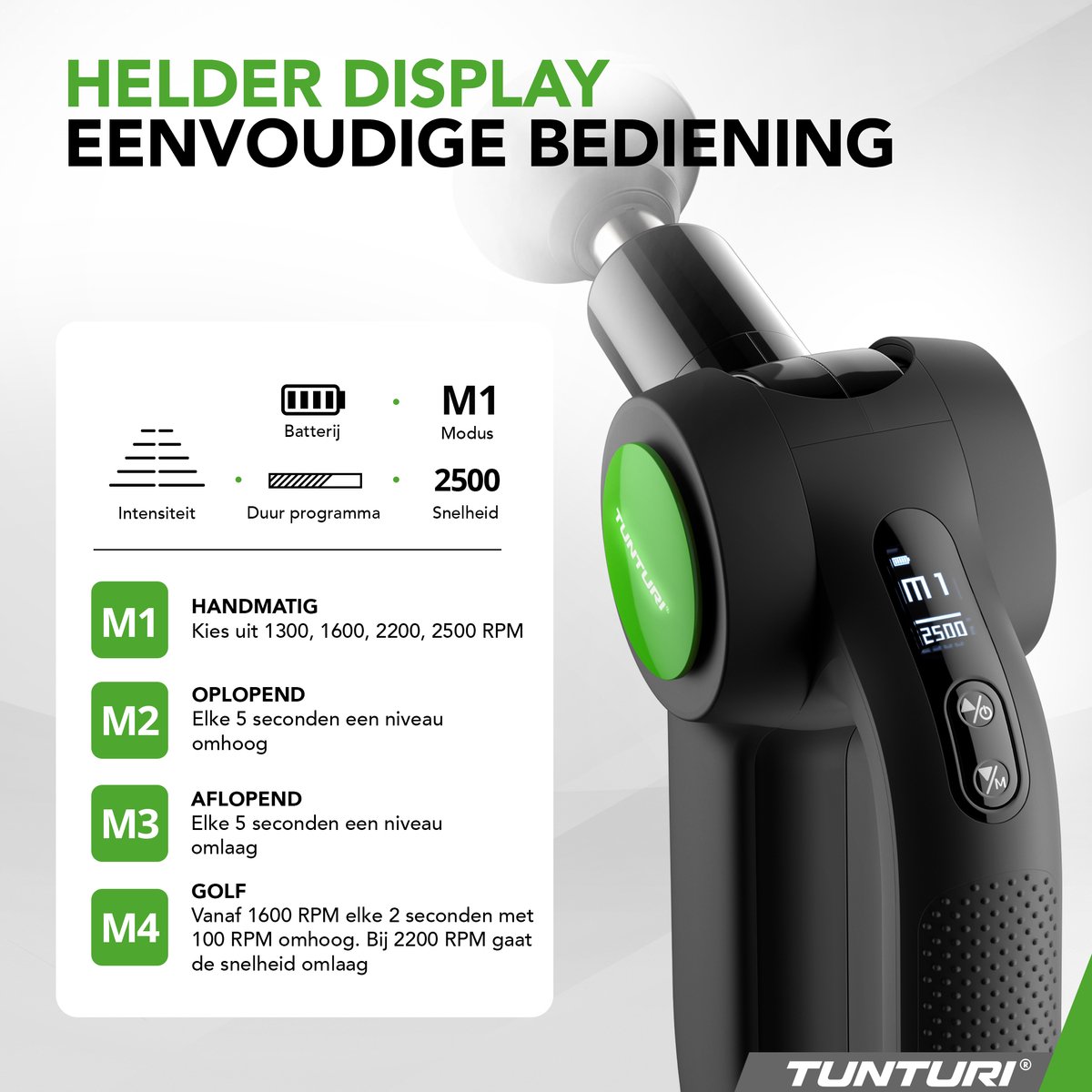 Tunturi MG70 Massage Gun Professioneel met Verstelbare Kop - afbeelding 3