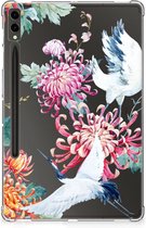 Cover Case Geschikt voor Samsung Galaxy Tab S9 Plus Hoesje Super als Cadeau voor Vriendin Bird Flowers met doorzichte zijkanten