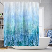 Floraweg Douchegordijn,Shower Curtain,badgordijn,badkamergordijn,Het witte sneeuwbos bedekken,-topkwaliteit - digitale printen -Anti Schimmel - Inclusief 12 ringen -met 12 stuks douchegordijnhaken – Waterdicht -Wasbaar- Polyester - 180x200 cm