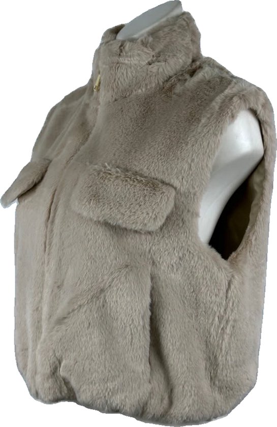 Luxe Dames Faux Fur Bontjas – Warm en Zacht - Beschikbaar in 4 stijlvolle kleuren met zakken - One Size - Beige - Merkloos