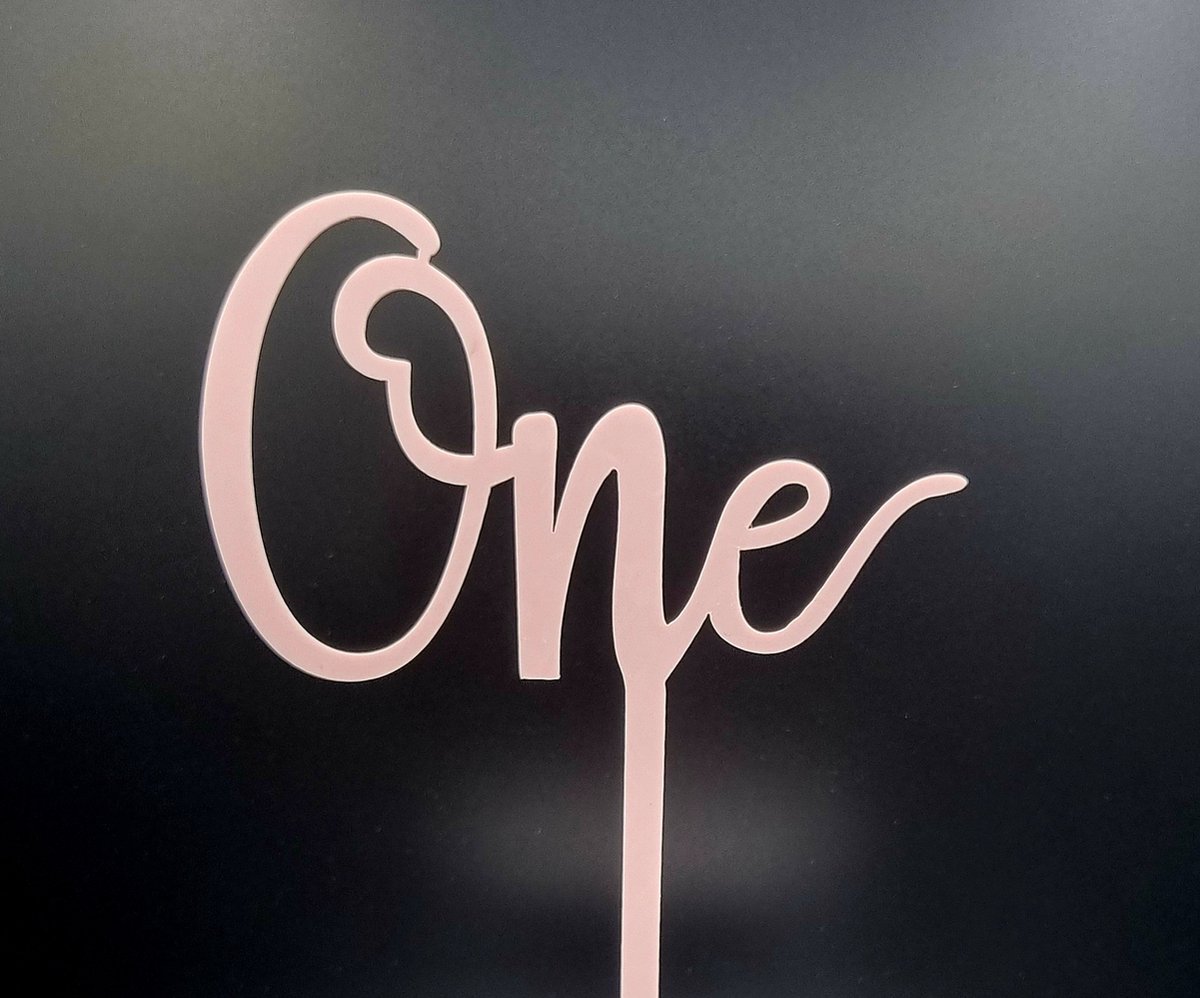 One (1) - Taart Topper - Acryl - Roze - 1e verjaardag - Cakesmash