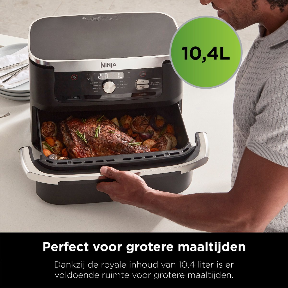 Ninja Foodi AF500EU Mega Dubbele Airfryer XXL - 10.4 Liter - Twee Kookvakken of Één MegaZone - Heteluchtfriteuse — afbeelding 5