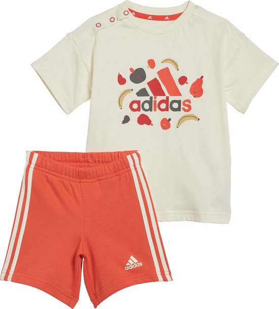 adidas Sportswear Essentials Allover Print Tee Set Kids - Kinderen - Beige- 62