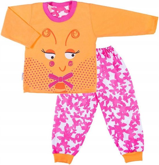 Ewa Klucze mooie Boefje Baby/Peuter/Kleuter/Kinderpyjama - oranje/ rose - 100 % katoen | 110