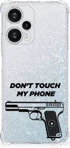 Cover Case Geschikt voor Xiaomi Poco F5 Telefoonhoesje met doorzichtige rand Pistol Don't Touch My Phone