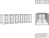 vidaXL Hondenkennel Multifunctioneel - 660 x 220 x 180 cm - Zwart - Gepoedercoat Staal - Kennel