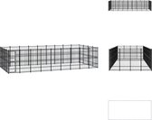 vidaXL Hondenkennel - Veelzijdig buitenspeelparadijs - Gepoedercoat staal - 864 x 384 x 200 cm - Zwarte kleur - Stevige constructie - Kennel