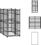 vidaXL Hondenkennel - Stalen Stangen - 96 x 192 x 200 cm - Zwart - Kennel