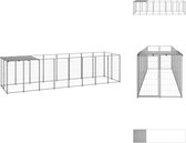 vidaXL Hondenkennel - Groot for - Draadgaas - Stevige stalen constructie - Water- en UV-bestendig dak - Kleur- zilver - Materiaal- PE en staal - Afmetingen- 440 x 110 x 110 cm - Deur met veiligheidsgrendel - Montage vereist - Kennel
