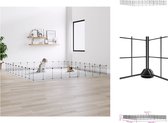 vidaXL Dierenkooi - Doe-het-zelf Montage - 36 Panelen 35 x 35 cm - Zwart - Gepoedercoat Staal - Hok
