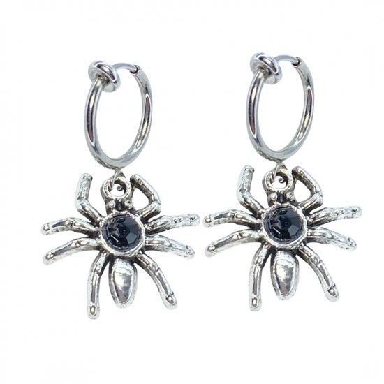Klem -oorbellen -spin- zilverkleur- geen gaatje- Charme Bijoux