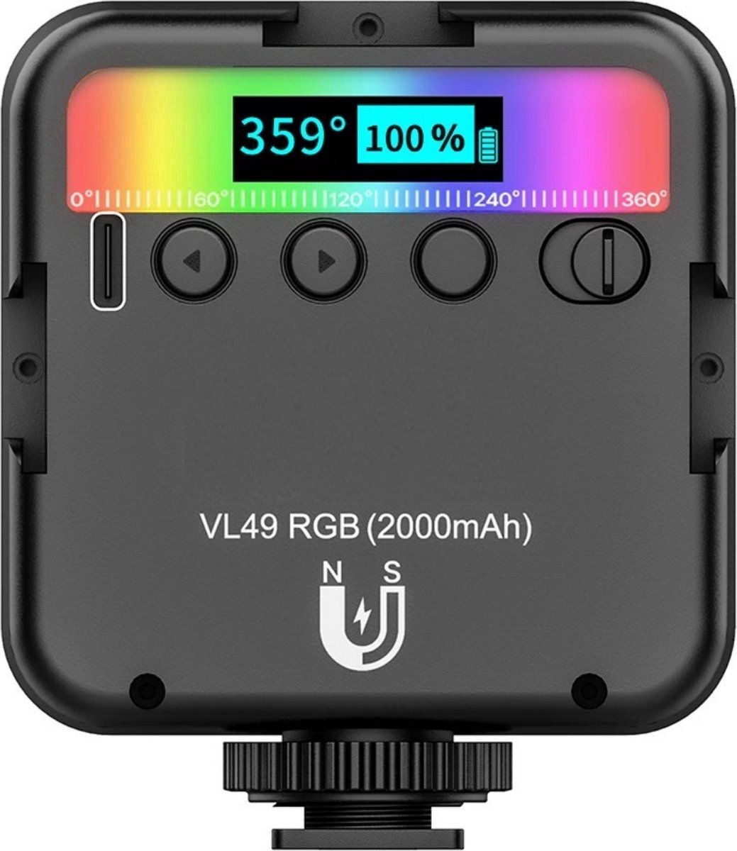 Velox Mini LED Camera Licht – 10-urige Batterij – USB-C Poort – 95 Verschillende Kleuren – Waanzinnige Helderheid – Multifunctioneel – Ingebouwde Magneet – Allerlei Integraties - Velox
