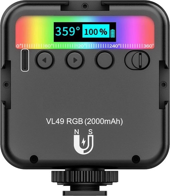 Velox Mini LED Camera Licht – 10-urige Batterij – USB-C Poort – 95 Verschillende Kleuren – Waanzinnige Helderheid – Multifunctioneel – Ingebouwde Magneet – Allerlei Integraties