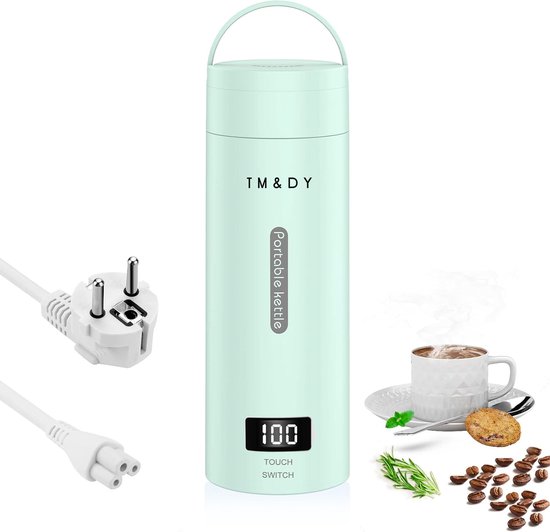 Mini waterkoker 2 TM&DY Draagbare Waterkoker met Temperatuurregeling - Kleine Waterkoker Babyvoeding - Camping Waterkoker - Mini Waterkoker - 380ML - Reis Waterkoker