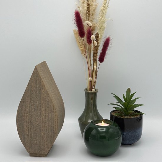 De Houten Urn - Klein urn tulp - Eikenhout grijs - Urn - Houten urn - Urn van hout