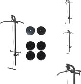 vidaXL Krachttoren - Wandgemonteerde fitnessapparaat - Lat pull-down - lage cable-pull - Staal - 99x53x194 cm - Tot 120 kg - Incl - gewichtsschijven - Halterbank