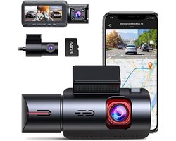Dashcam Voor Auto - Ultieme Veiligheid en Bewaking: Triple 4K Dashcam Auto met 360-Gradencamera - 2,5K + 2,5K + 1080P Resoluties voor Voor-, Binnen- en Achteruitzicht, 24-uursopname, Parkeermodus, Nachtzicht, G-sensor en WDR-technologie
