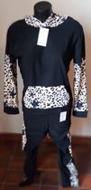 Dames Huispak - panter - tijger - capon - zwart - Fleece - Maat S/M - Cossy - super zacht - HQ