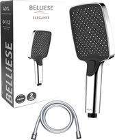 Belliese Elegance - Pommeau de douche - Pommeau de douche avec flexible - Économie d'eau - 3 positions - Chrome/ Zwart