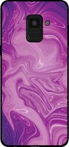Smartphonica Telefoonhoesje voor Samsung Galaxy A8 2018 met marmer opdruk - TPU backcover case marble design - Paars / Back Cover geschikt voor Samsung Galaxy A8 2018