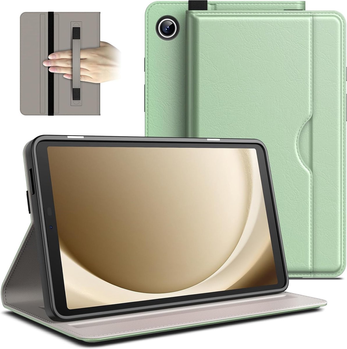 Geschikt voor Samsung Galaxy Tab A9 Leer Folio Zakelijk Tablethoesje - Groen