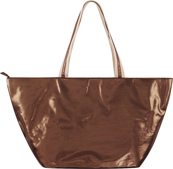 Shopper XXL grote tas metallic schoudertas koper kleur