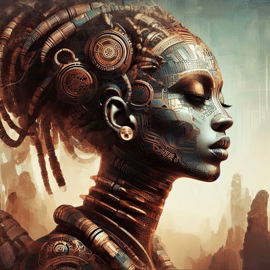 AFRICAN CYBORG: 100x100cm Plexiglas. Decoratie - Kunst - Vrouw ...