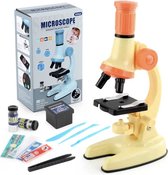 Playos® - Microscope pour Enfants - Jaune - jusqu'à x1200 - Siècle des Lumières LED - Lentille 5 couleurs - avec Accessoires de vêtements pour bébé - Microscope Junior - Jouets STEM - Jouets scientifiques - Éducatif