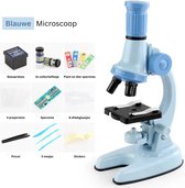 Playos® - Microscoop voor Kinderen - Blauw - tot x1200 - LED Verlichting - 5 Kleurenlens - met Accessoires - Junior Microscoop - STEM Speelgoed - Wetenschappelijk Speelgoed - Educatief