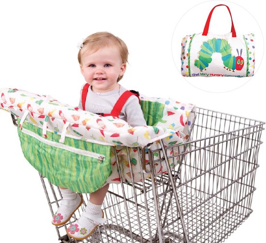 Winkelwagenbescherming met riem voor het kind, universele pasvorm, boodschappenwagen-hygiënebescherming, winkelwagen en kinderstoel, biedt voor baby's of peuters (wit) van Acrabros — afbeelding 4