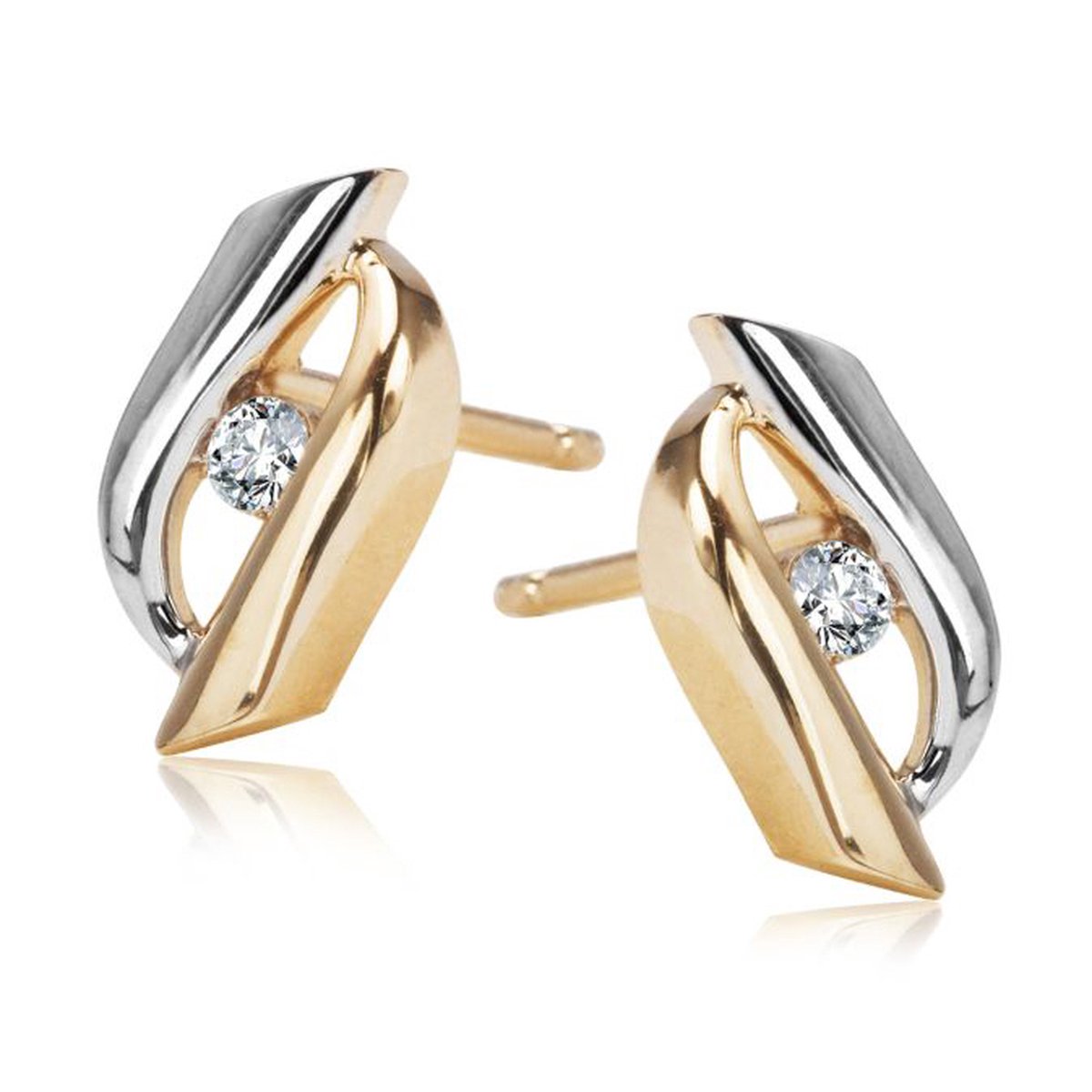Juwelier Zwartevalk - 14 karaat gouden bicolor oorbellen - 12.321