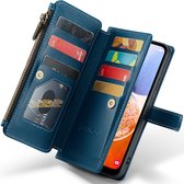 Samsung Galaxy A34 Hoesje - ZipCase Book Cover Case Leer Smaragd Blauw