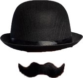 Ensemble de costumes de carnaval Aristoctaat/Gentleman - Chapeau melon avec moustache autocollante - Accessoires de costume pour hommes