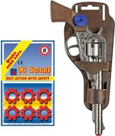 Revolver/pistolet speelgoed cowboy/police - métal - pour 8 anneaux de tir - 96 coups dans le set