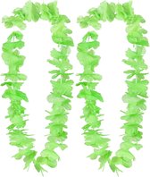 Toppers - Boland Hawaii krans/slinger - 2x - Tropische kleuren groen - Bloemen hals slingers