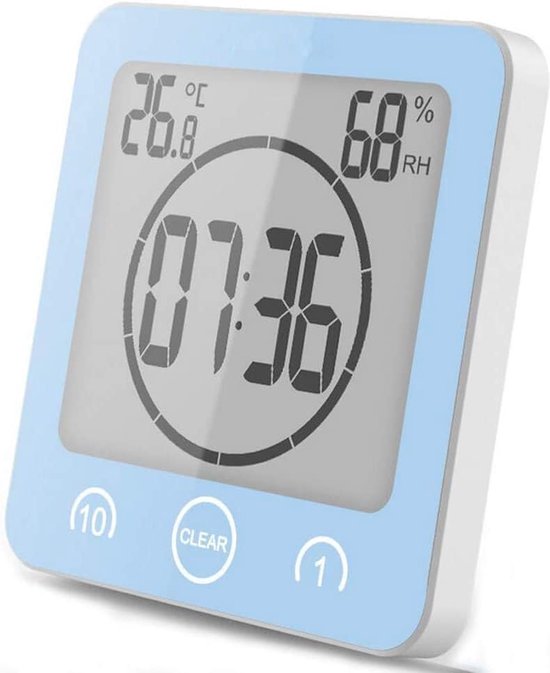Waterdichte Douche Timer met Hygrometer en Thermometer - Badkamer Countdown Klok - Energiebesparing - Intuïtieve Bediening - Efficiënt Waterverbruik - Duurzaam Ontwerp - Veilig en Waterbestendig