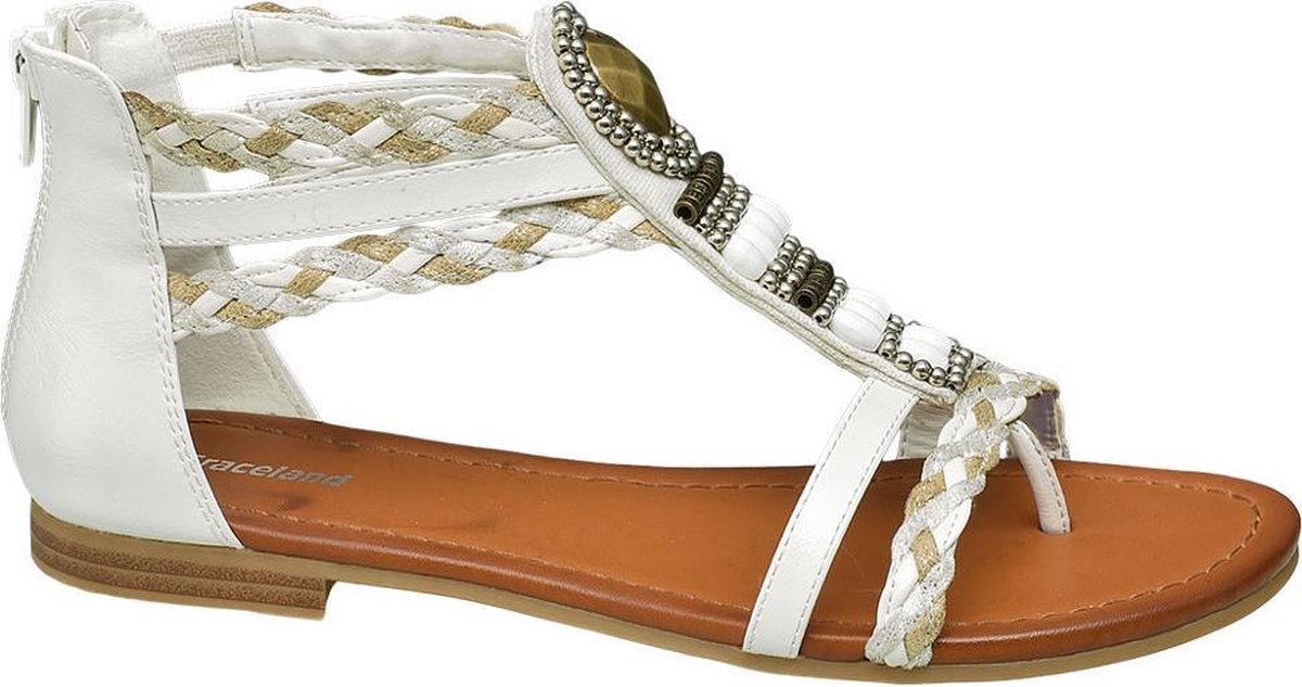 Graceland Dames Witte sandaal geweven bandjes - Maat 40 | bol.com