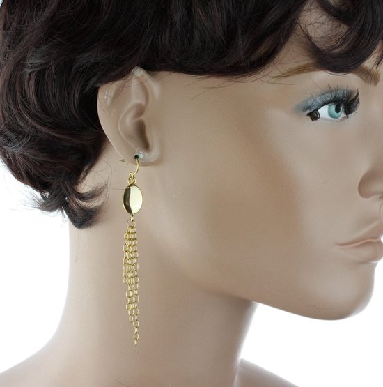 Boucles d'oreilles pendantes d'oreilles Behave en métal de couleur or