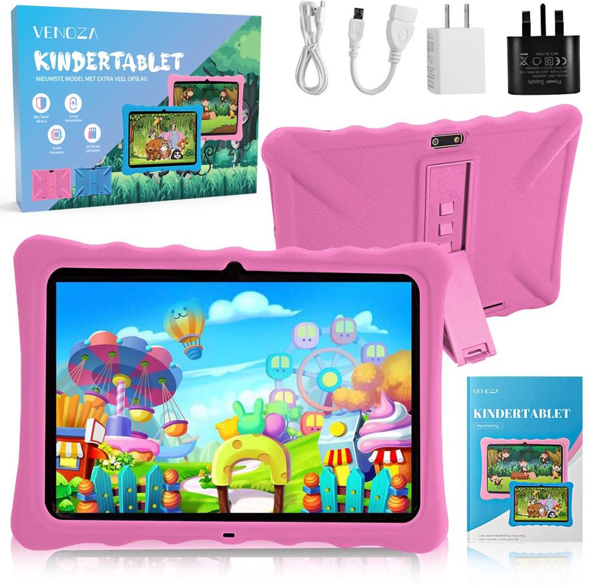 Venoza® Kindertablet – Nieuwste Model – Tablet – Tablet Voor Kinderen – Android 10 – 100% Kidsproof – 32GB – 10 Inch – 5000 mAh Batterij