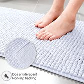 Badmat Anti-Slip av soft Chenille | Super absorberend en machinewasbaar | Te combineren als badmat set | Voor de badkamer, douche, bad of als WC mat | Wit - 50x80 cm