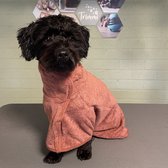 Hondenbadjas met naam van jouw dier - Maat S - Badjas microvezel - Handdoek hond - Doggy Dry - Badjas voor honden - Gepersonaliseerd cadeau - Bruin - Trimmi