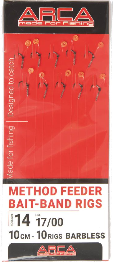 Arca Method Feeder Bait-Band Rig F1624 sans ardillon 10cm (10pcs) - Taille : Hameçon 16 - 0.17mm
