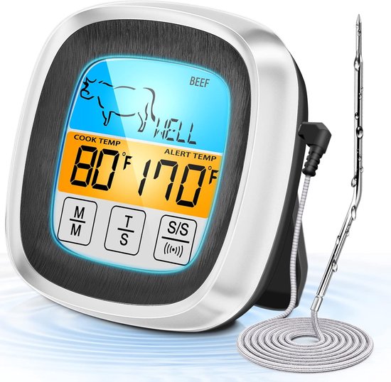 Digitale vleesthermometer-oventhermometer-Thermometer Draadloos - Keukenthermometer - Bluetooth met app - 4 Sondes - Magneet