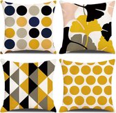 4 pièces - Housses de coussin géométriques modernes - 45 x 45 cm - Katoen durable - Lin - Beddengoed décorative en jaune