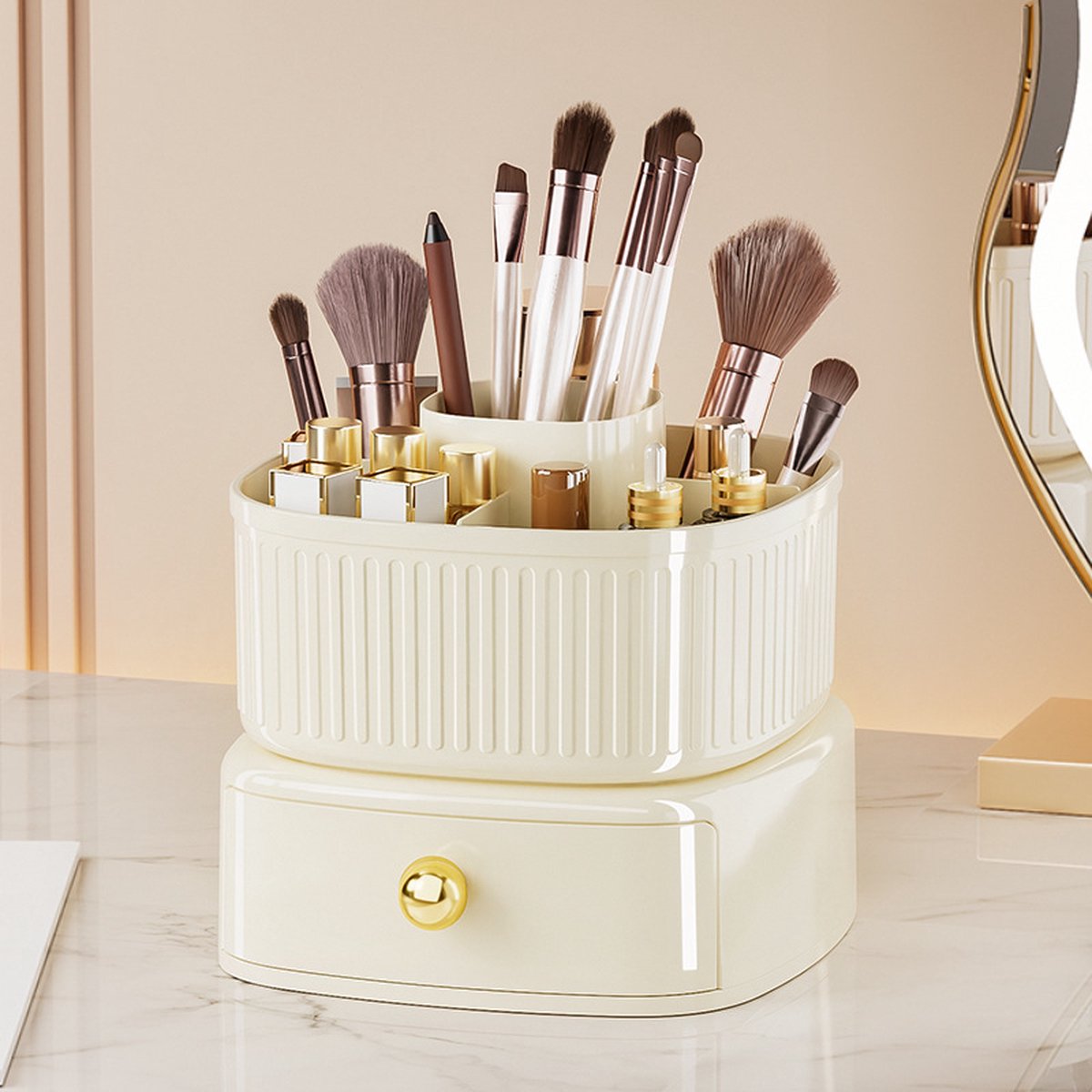 Goedkoopste Blazelife Make up organizer - Moederdag cadeautje - moederdag cadeau voor mama - Makeup Organizer - draaibaar - met lades - make up lades - Wit