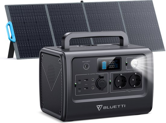 BLUETTI Zonnegenerator EB70 met PV200 zonnepaneel, 716 Wh draagbare krachtcentrale met 2 230 V/1000 W AC-stopcontacten, LifePO4-batterijen, geschikt voor outdoor camping, autoreizen, stroomuitval