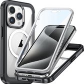 Mobigear Robuste MagSafe Coque de téléphone adaptée pour Apple iPhone 15 Pro Max Coque rigide antichoc – Zwart