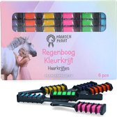 Crayon arc-en-ciel Horse Talk - Craie pour cheveux avec peigne - Convient aux chemins - Sûr et facile à laver - 6 pièces